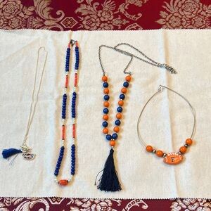 Florida Gator Blue and Orange Beaded Necklace Set